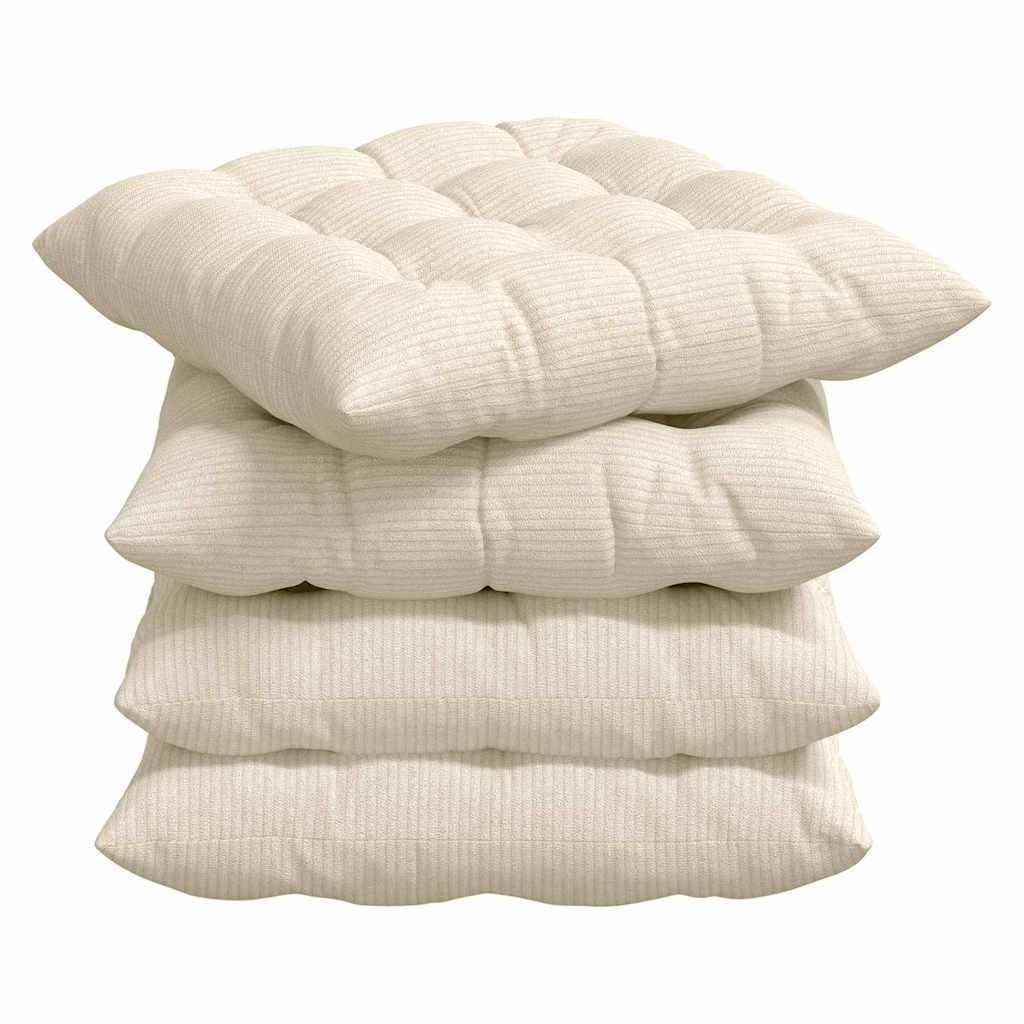 VidaXL Sitzkissen 4 Stück Creme 40 x 40 x 6 cm Baumwollstoff
