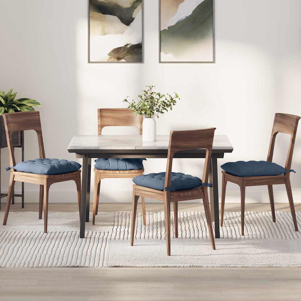 VidaXL Sitzkissen 4 Stück blau 40 x 40 x 6 cm Baumwollstoff