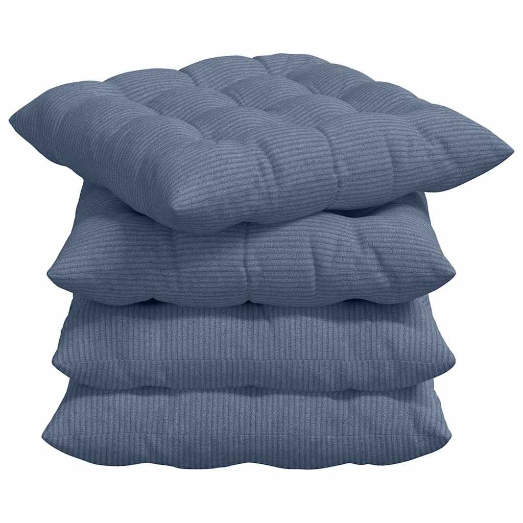 VidaXL Sitzkissen 4 Stück blau 40 x 40 x 6 cm Baumwollstoff