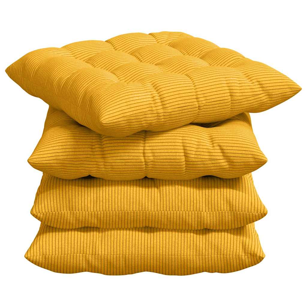 VidaXL Sitzkissen 4 Stück hellgelb 40 x 40 x 6 cm Baumwollstoff
