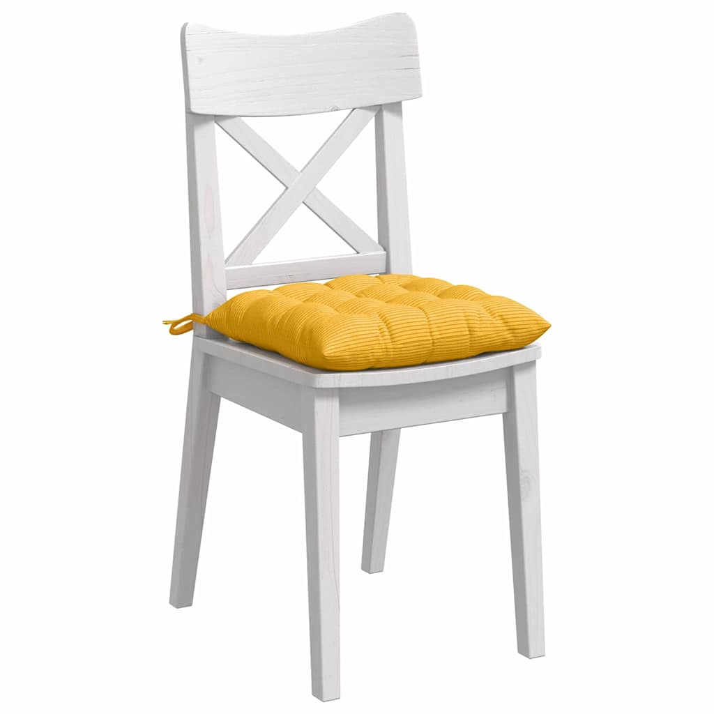 VidaXL Sitzkissen 4 Stück hellgelb 40 x 40 x 6 cm Baumwollstoff