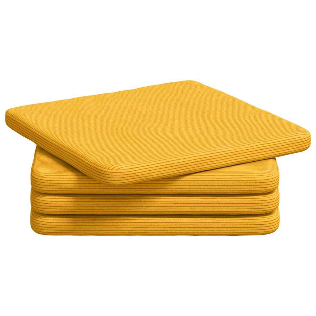 VidaXL Sitzkissen 4 Stück hellgelb 40 x 40 x 3 cm Baumwollstoff