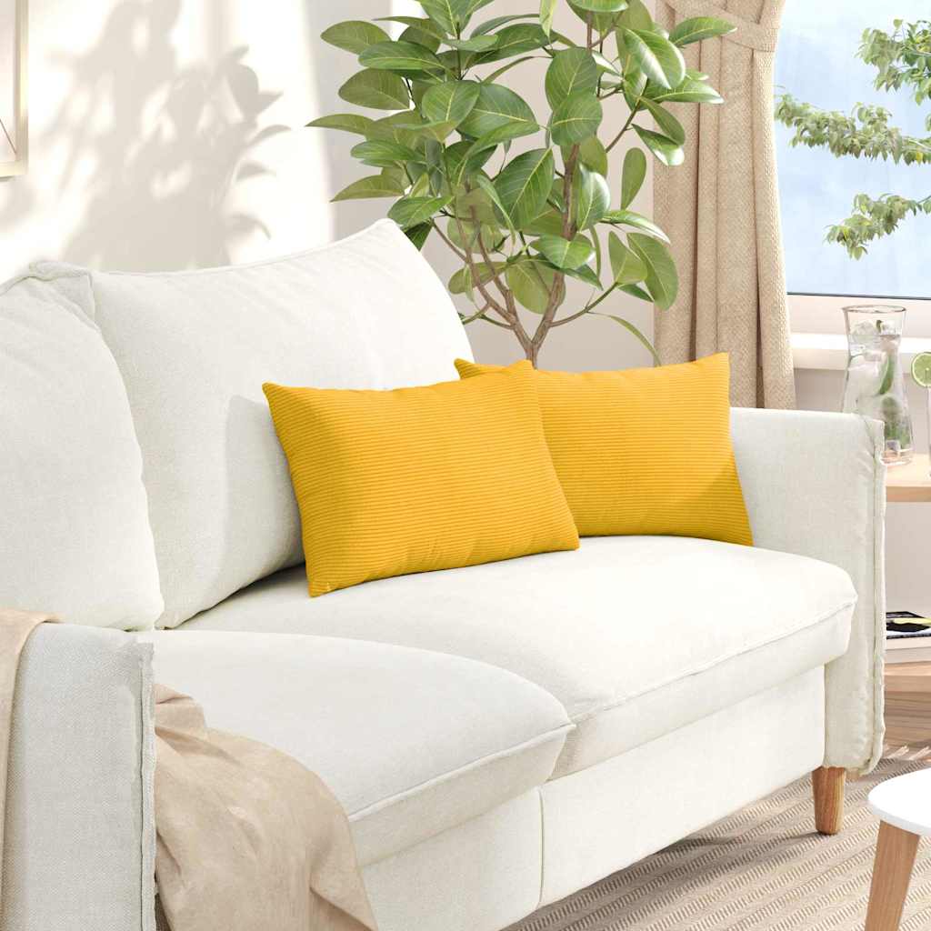VidaXL Sofakissen 2 Stück hellgelb 50 x 30 cm Cordstoff