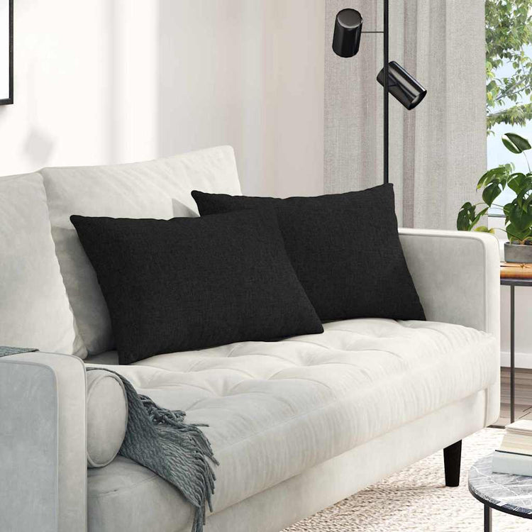 VidaXL Sofakissen 2 Stück schwarz 60 x 40 cm Stoff