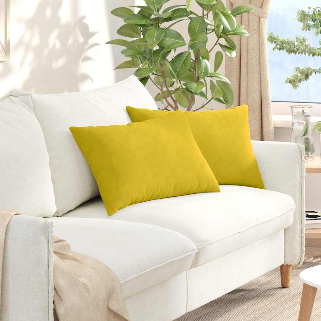 VidaXL Sofakissen 2 Stück Gelb 60 x 40 cm Cordstoff