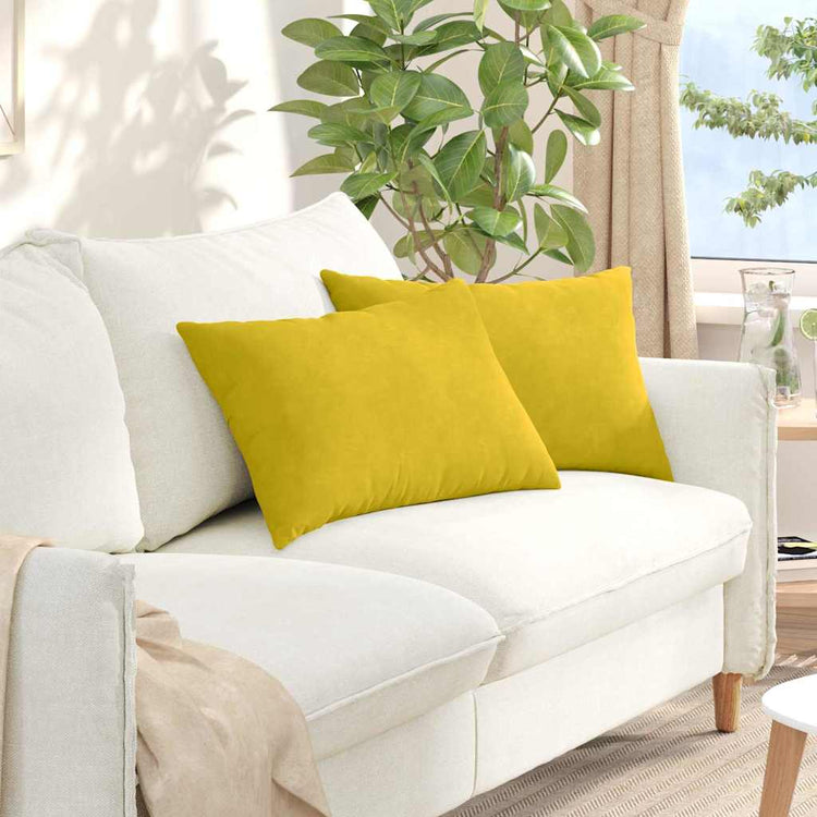 VidaXL Sofakissen 2 Stück Gelb 60 x 40 cm Cordstoff