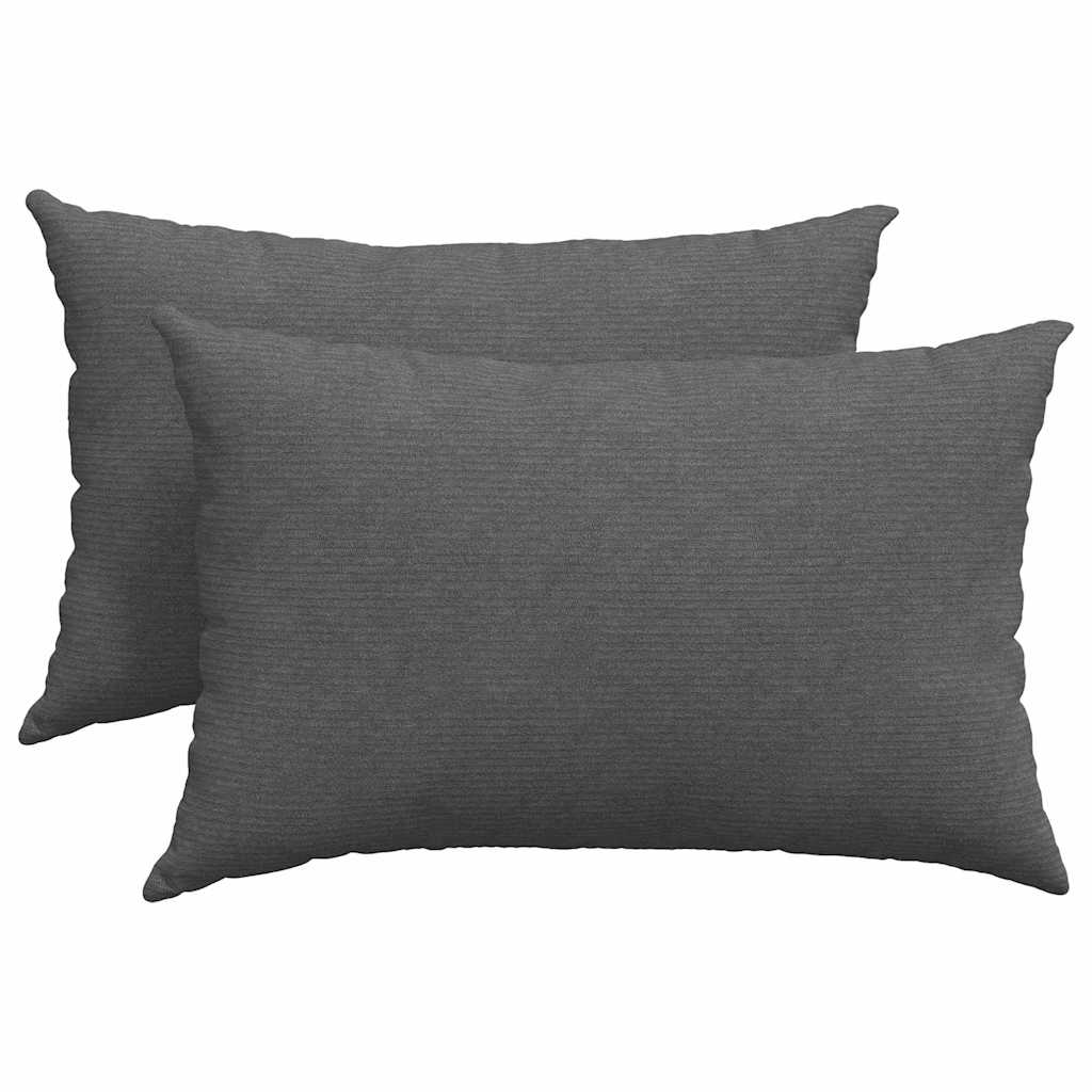 VidaXL Sofakissen 2 Stück dunkelgrau 60 x 40 cm Cordstoff