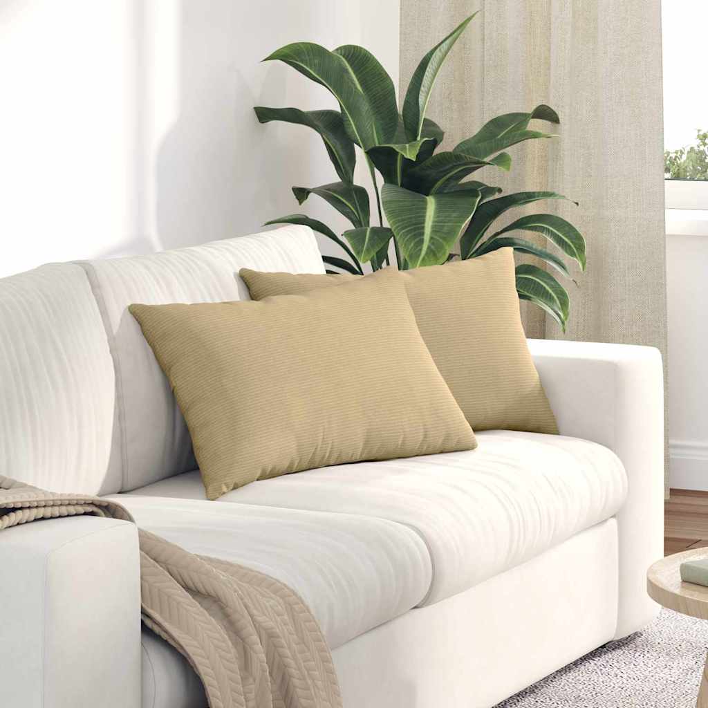VidaXL Sofakissen 2 Stück grau grün 60 x 40 cm Cordstoff