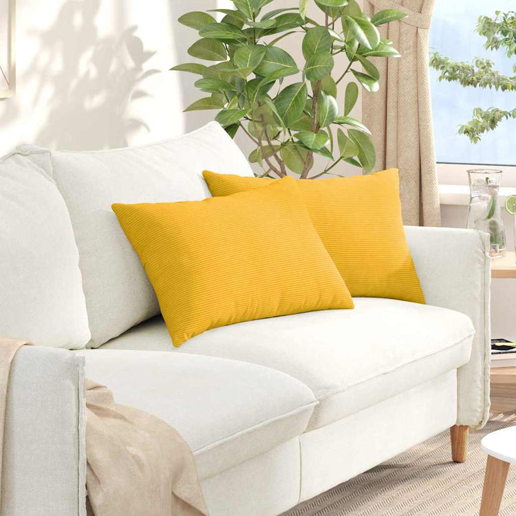 VidaXL Sofakissen 2 Stück hellgelb 60 x 40 cm Cordstoff