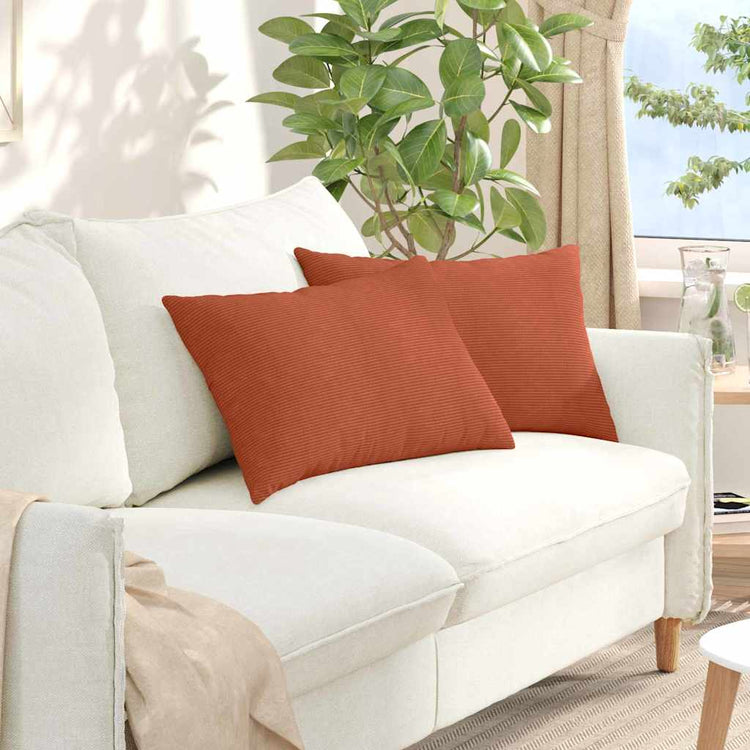 VidaXL Sofakissen 2 Stück rot-orange 60 x 40 cm Cordstoff