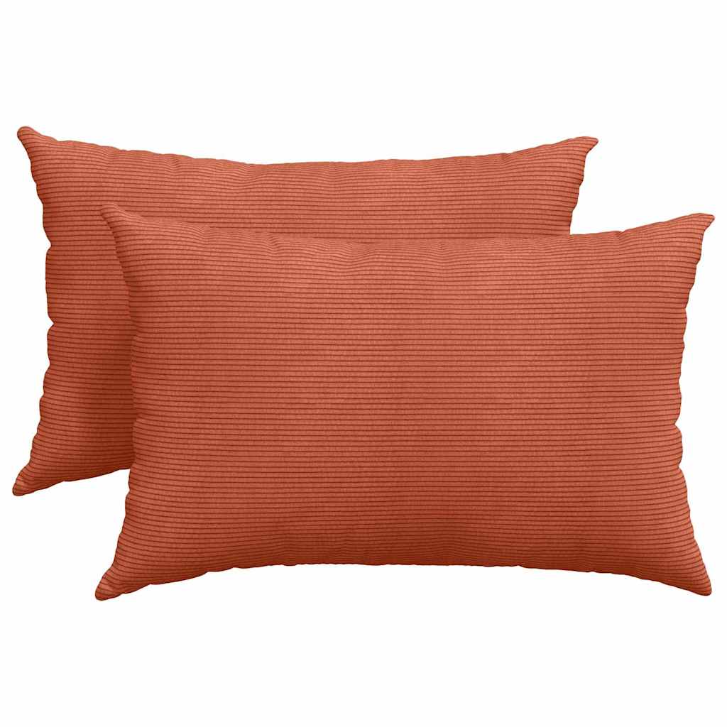 VidaXL Sofakissen 2 Stück rot-orange 60 x 40 cm Cordstoff