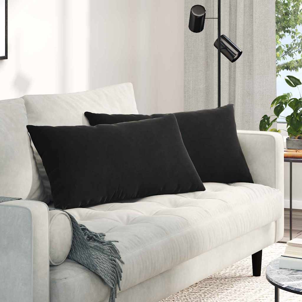 VidaXL Sofakissen 2 Stück Schwarz 80 x 40 cm Cordstoff