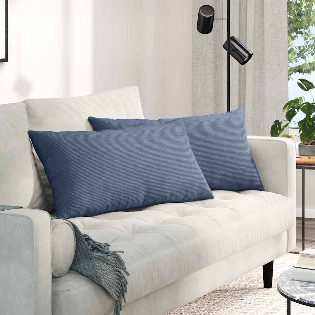 VidaXL Sofakissen 2 Stück blau 80 x 40 cm Cordstoff