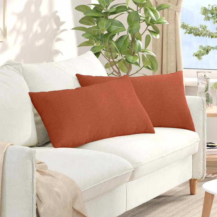 VidaXL Sofakissen 2 Stück rot-orange 80 x 40 cm Cordstoff