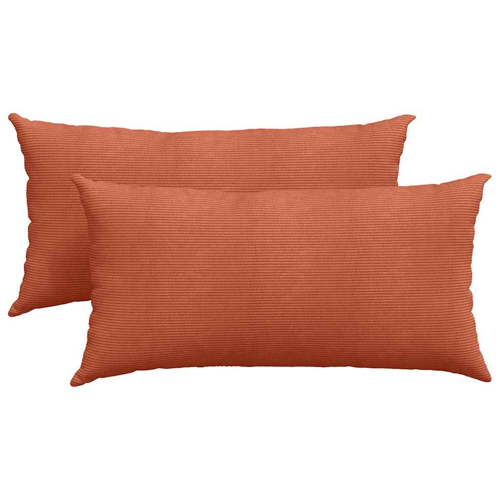 VidaXL Sofakissen 2 Stück rot-orange 80 x 40 cm Cordstoff