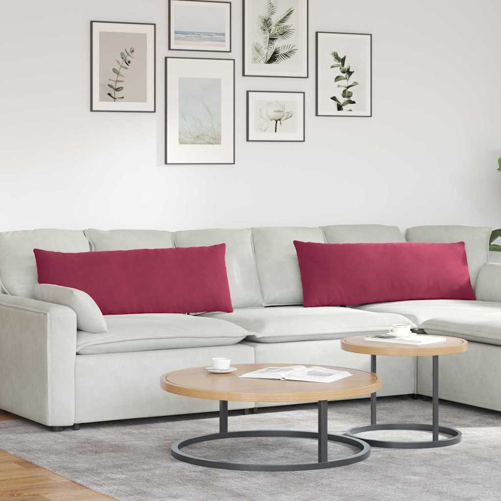 VidaXL Sofakissen 2 Stück Weinrot 120 x 40 cm Cordstoff