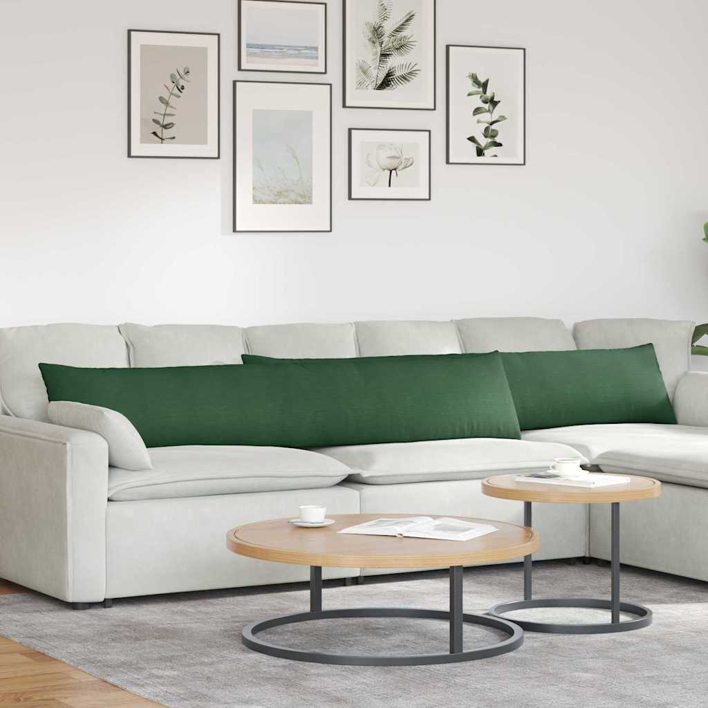 VidaXL Sofakissen 2 Stück dunkelgrün 200 x 40 cm Cordstoff