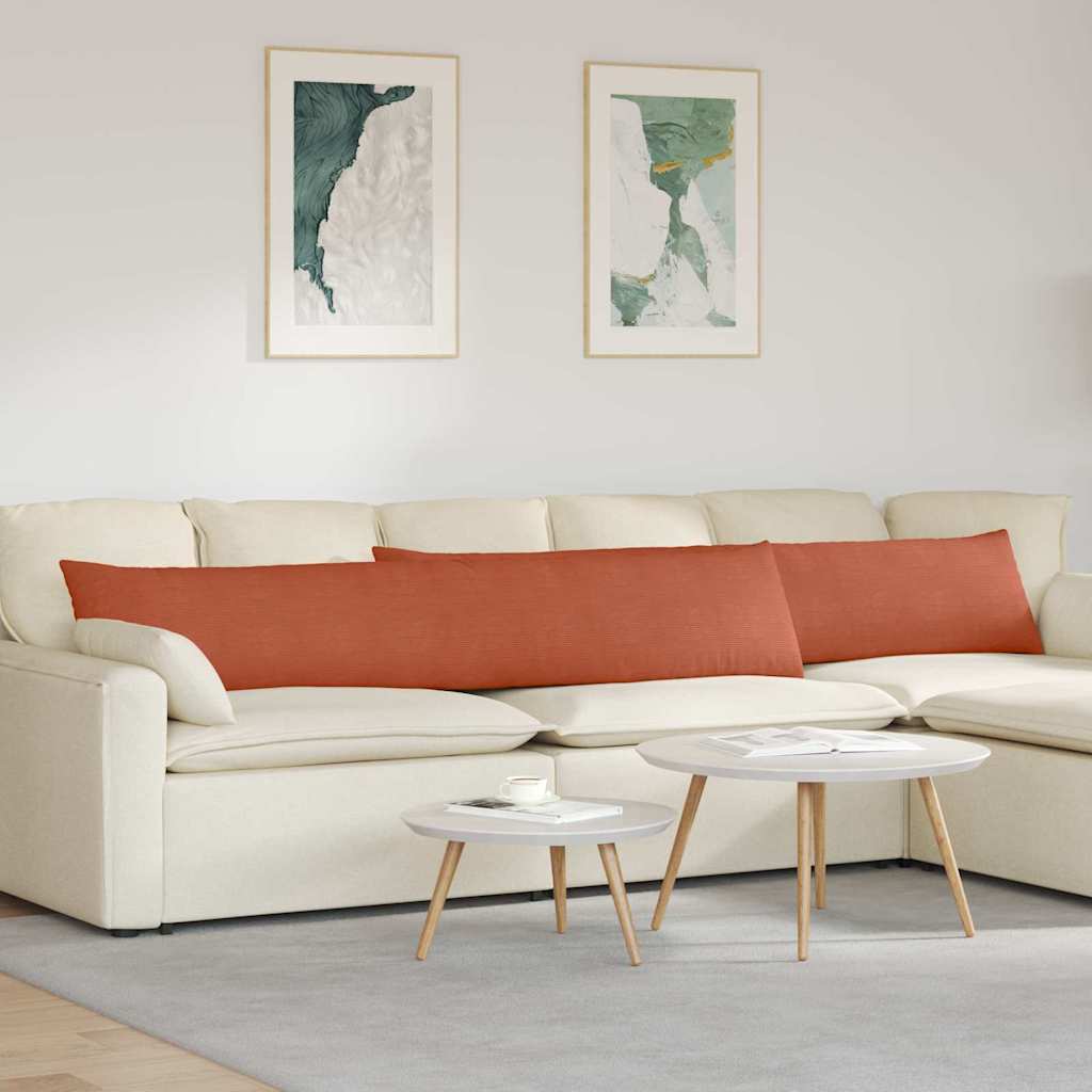 VidaXL Sofakissen 2 Stück rot-orange 200 x 40 cm Cordstoff