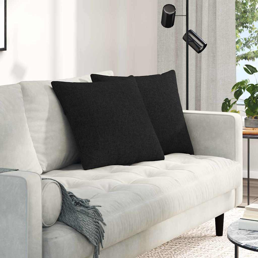VidaXL Sofakissen 2 Stück schwarz 50 x 50 cm Stoff