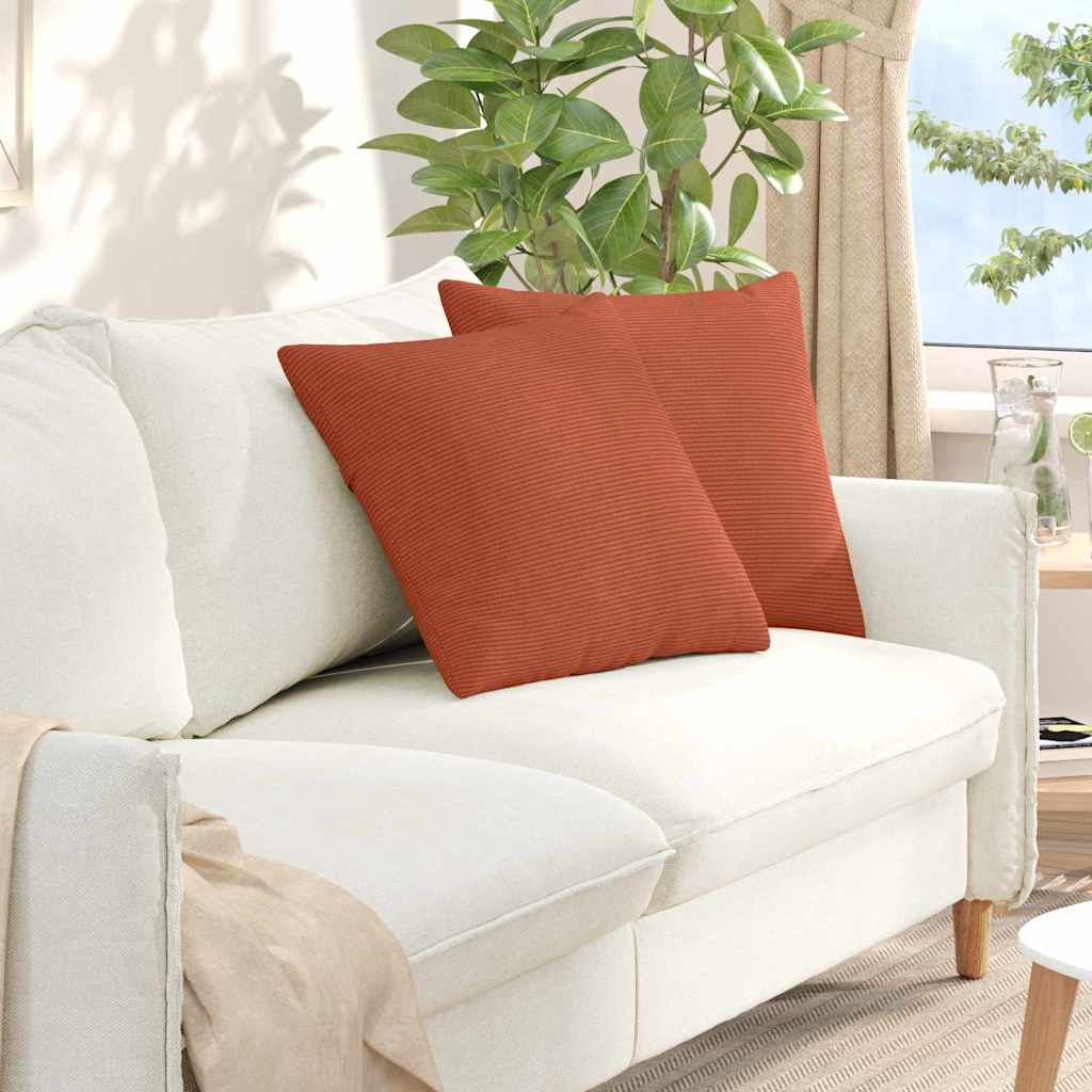 VidaXL Sofakissen 2 Stück rot-orange 50 x 50 cm Cordstoff