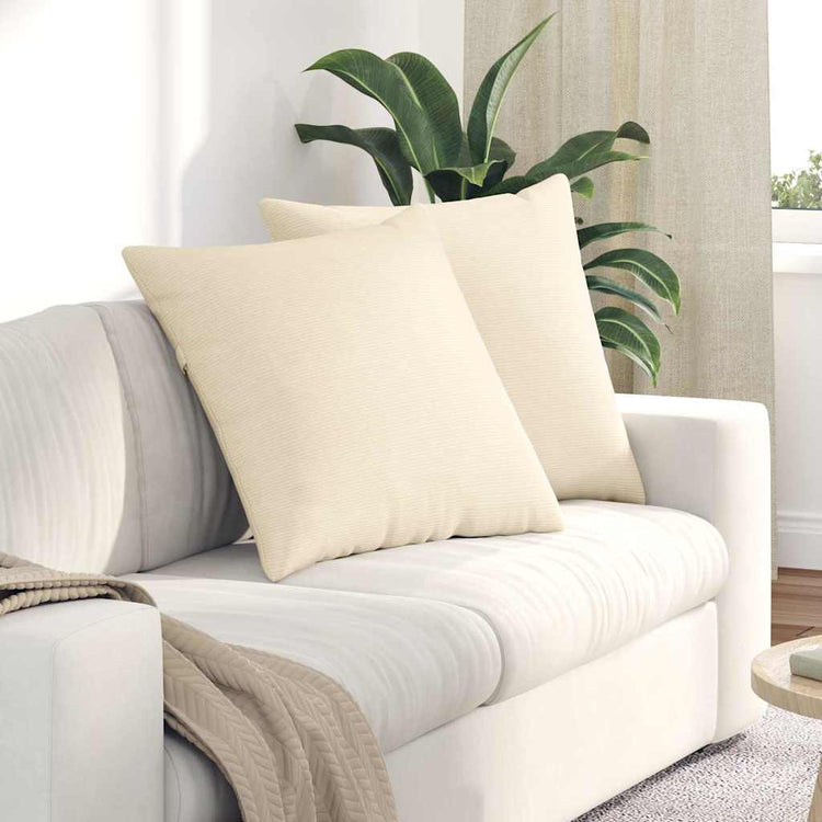 VidaXL Sofakissen 2 Stück Creme 80 x 80 cm Cordstoff