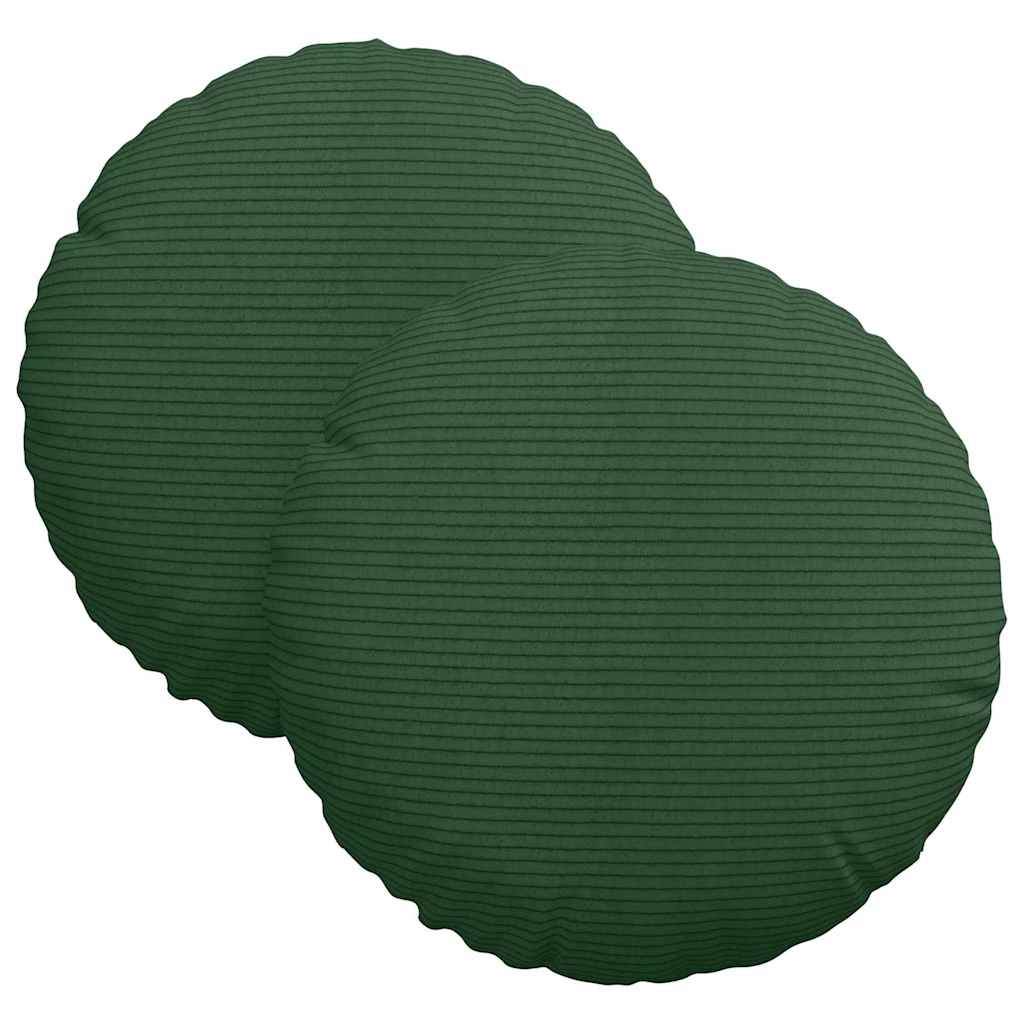 VidaXL Sitzkissen 2 Stück dunkelgrün ø 30 cm Baumwollstoff