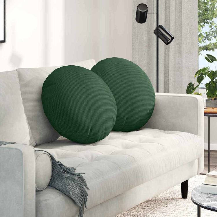 VidaXL Sitzkissen 2 Stück dunkelgrün ø 50 cm Baumwollstoff
