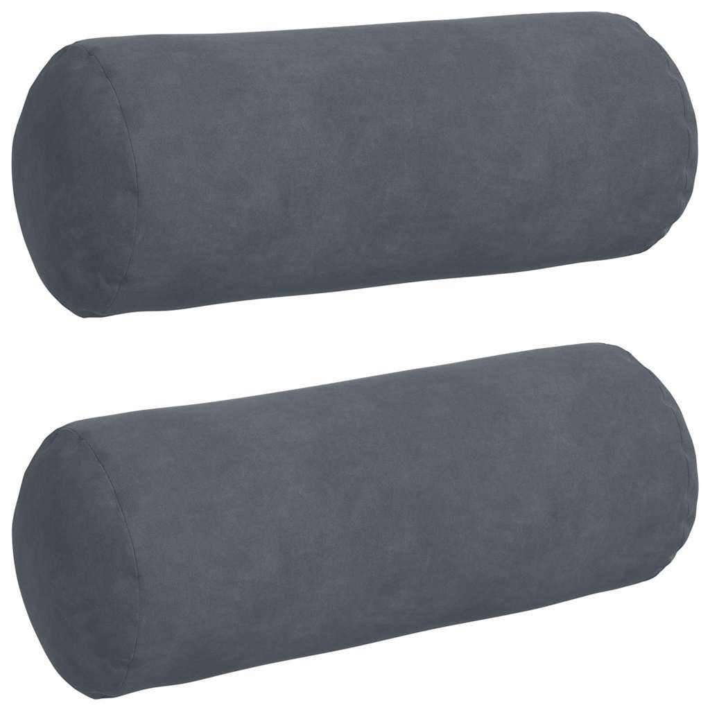 VidaXL Nackenkissen 2 Stück dunkelgrau ø 15 x 40 cm Cordstoff