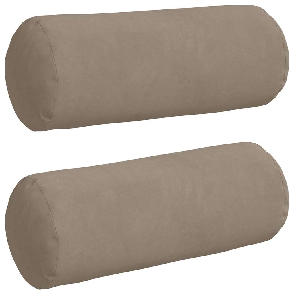 VidaXL Nackenkissen 2 Stück Taupe ø 15 x 40 cm Mikrofaserstoff