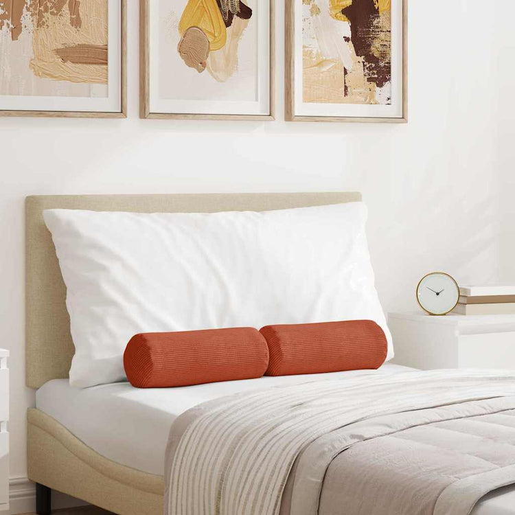 VidaXL Nackenkissen 2 Stück rot-orange ø 15 x 40 cm Cordstoff