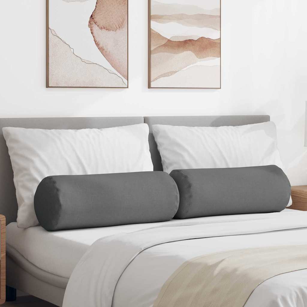 VidaXL Nackenkissen 2 Stück dunkelgrau ø 25 x 70 cm Stoff