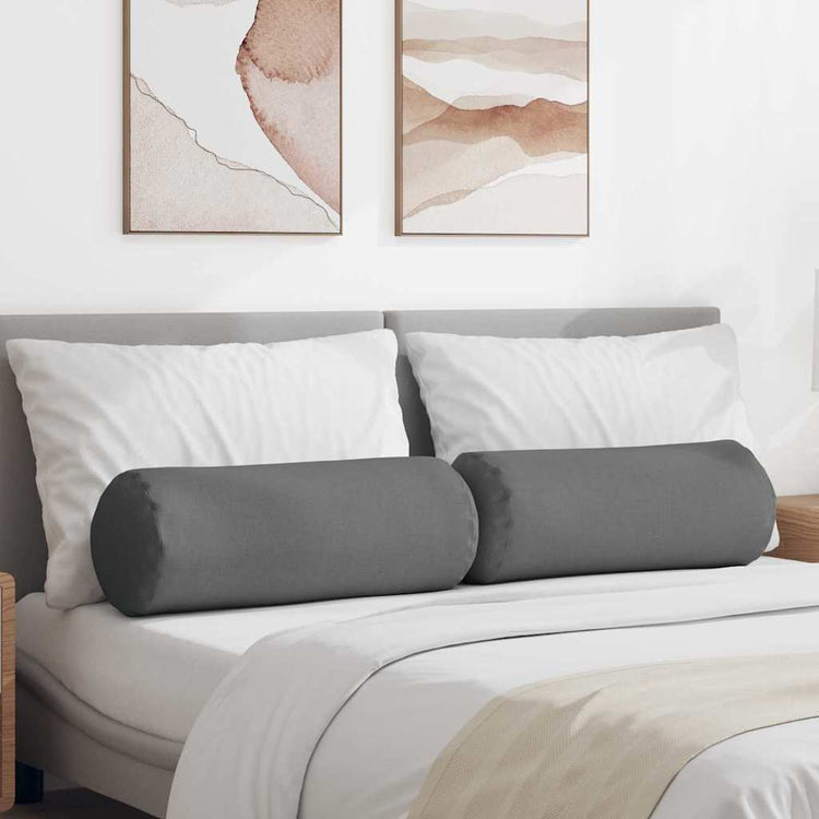 VidaXL Nackenkissen 2 Stück dunkelgrau ø 25 x 70 cm Stoff
