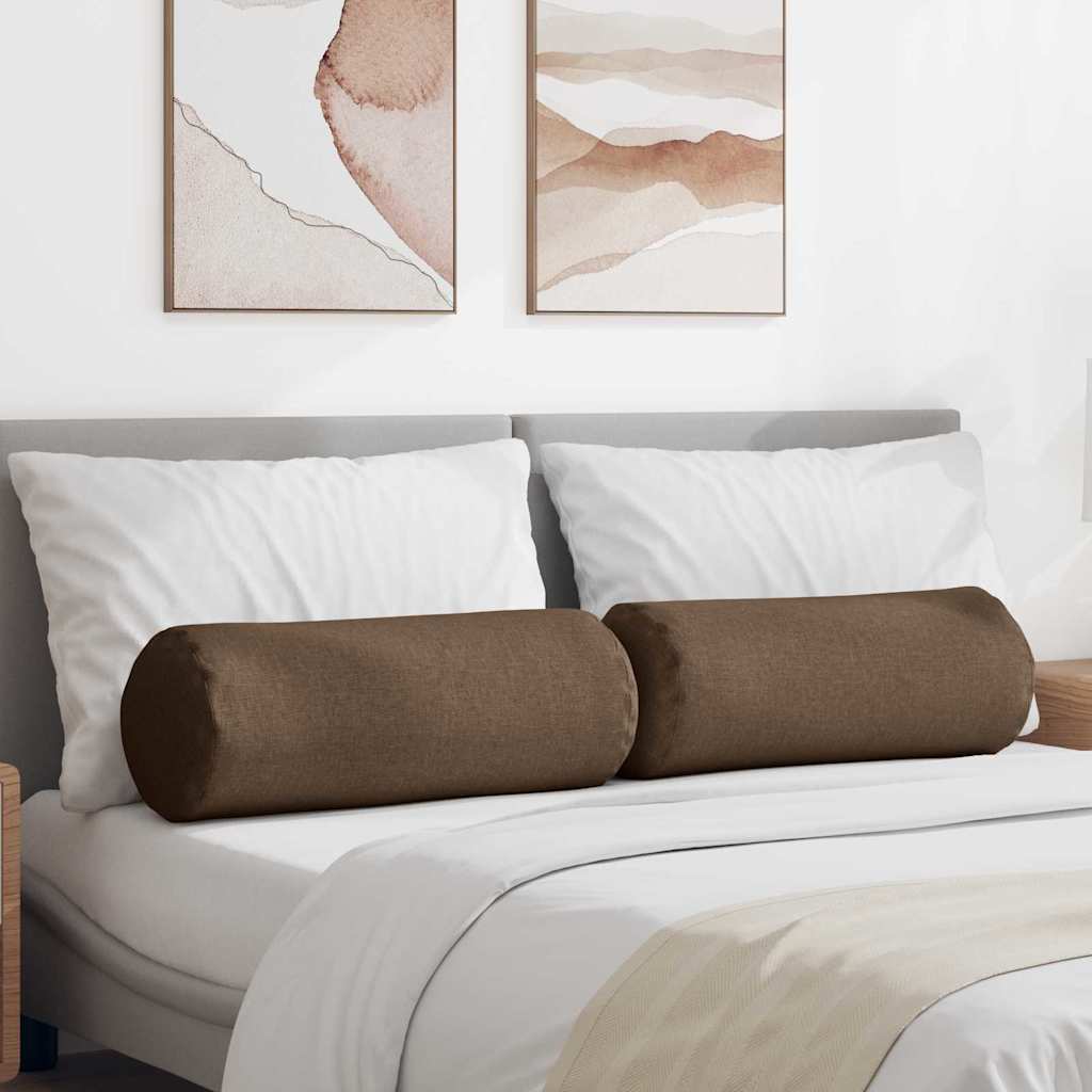 VidaXL Nackenkissen 2 Stück braun ø 25 x 70 cm Stoff