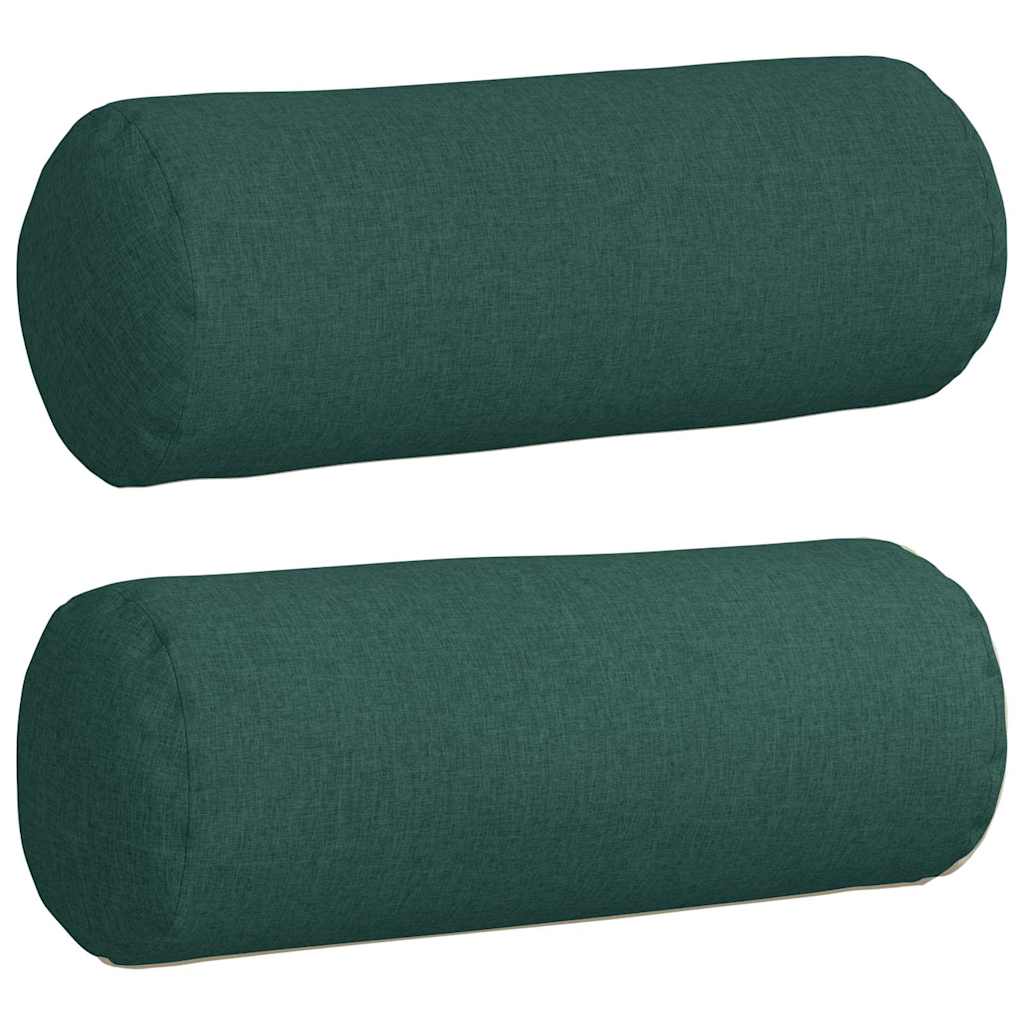 VidaXL Nackenkissen 2 Stück dunkelgrün ø 25 x 70 cm Stoff