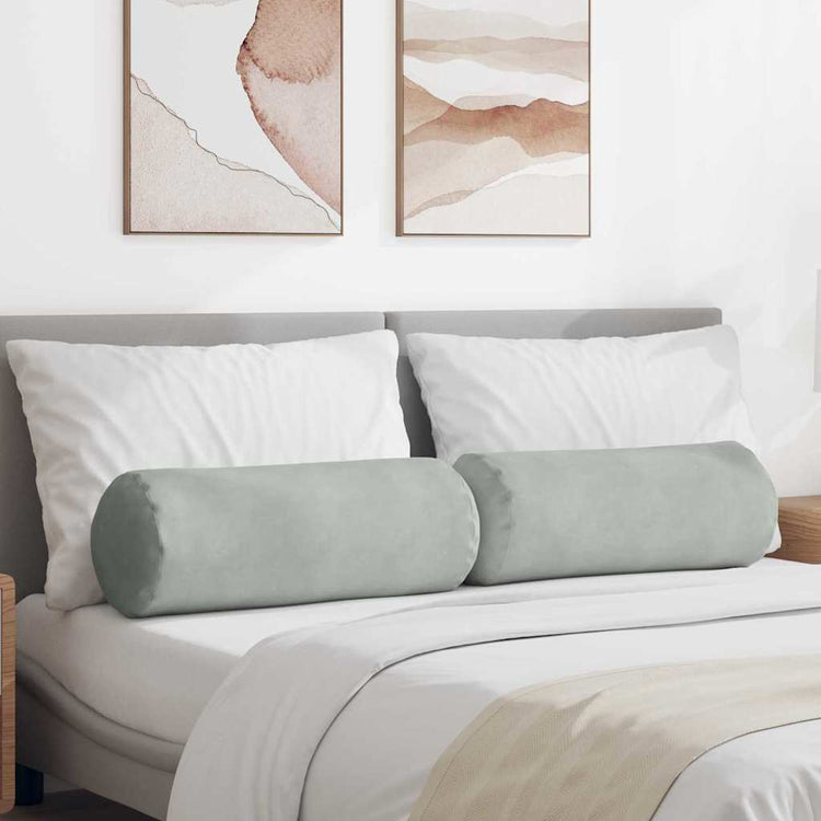 VidaXL Nackenkissen 2 Stück hellgrau ø 25 x 70 cm Cordstoff