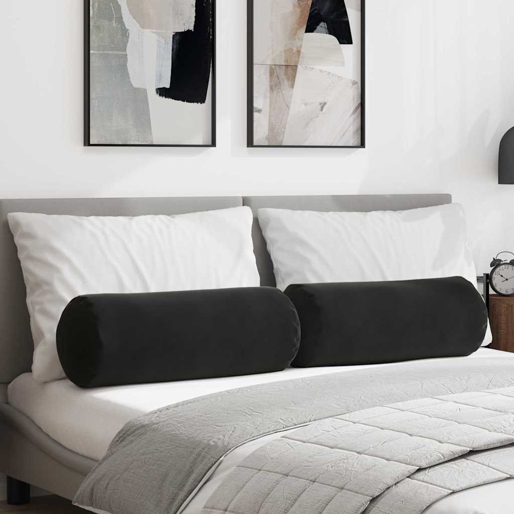 VidaXL Nackenkissen 2 Stück schwarz ø 25 x 70 cm Cordstoff