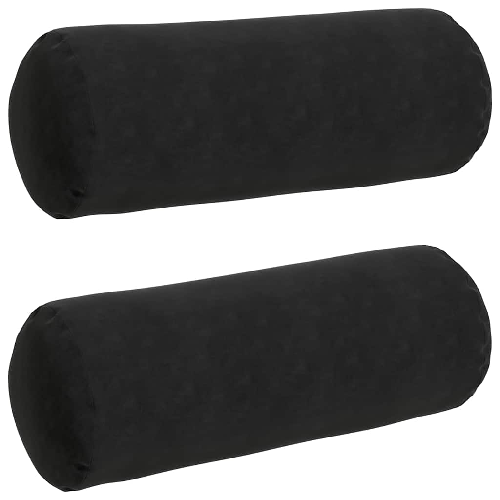 VidaXL Nackenkissen 2 Stück schwarz ø 25 x 70 cm Cordstoff