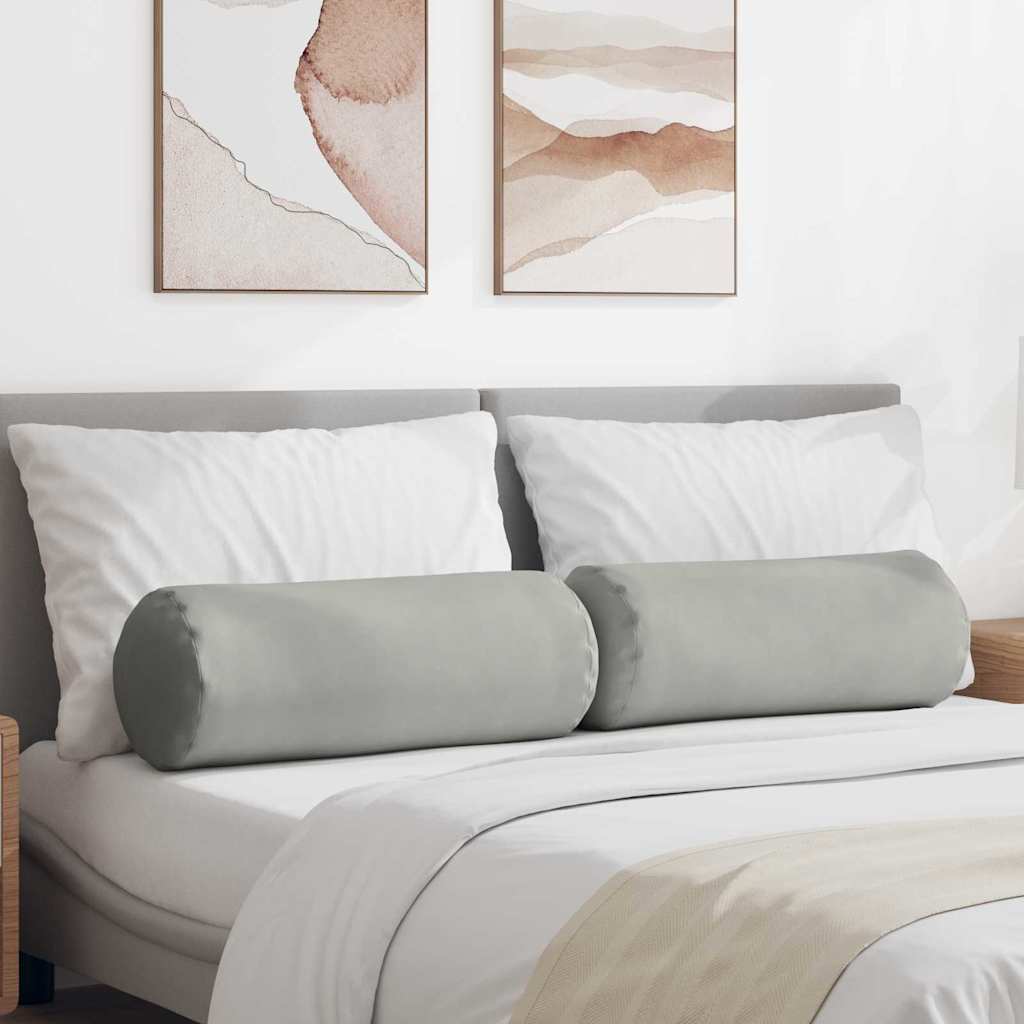 VidaXL Nackenkissen 2 Stück hellgrau ø 25 x 70 cm Mikrofaserstoff