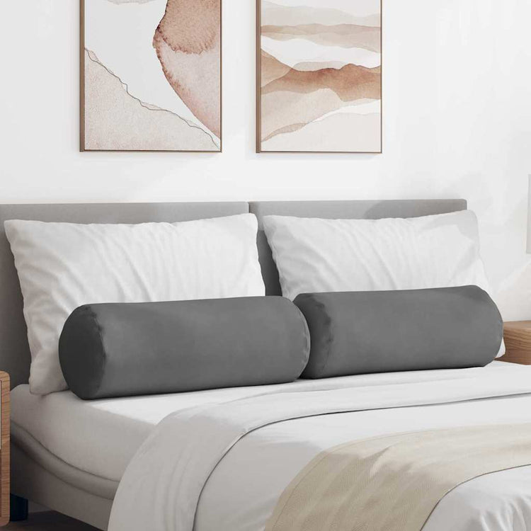 VidaXL Nackenkissen 2 Stück dunkelgrau ø 25 x 70 cm Mikrofaserstoff