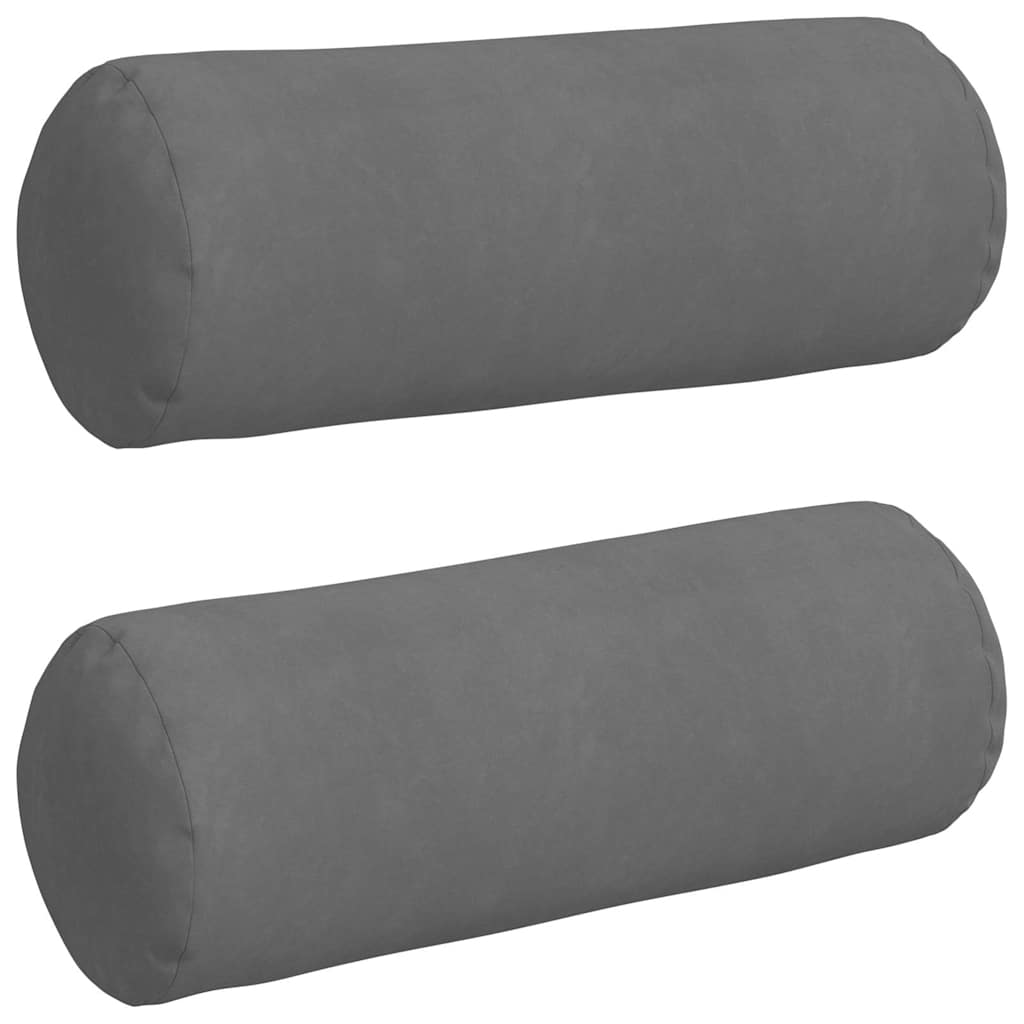 VidaXL Nackenkissen 2 Stück dunkelgrau ø 25 x 70 cm Mikrofaserstoff