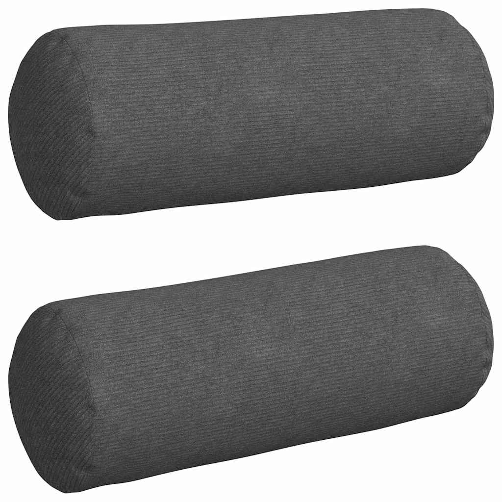 VidaXL Nackenkissen 2 Stück dunkelgrau ø 25 x 70 cm Cordstoff