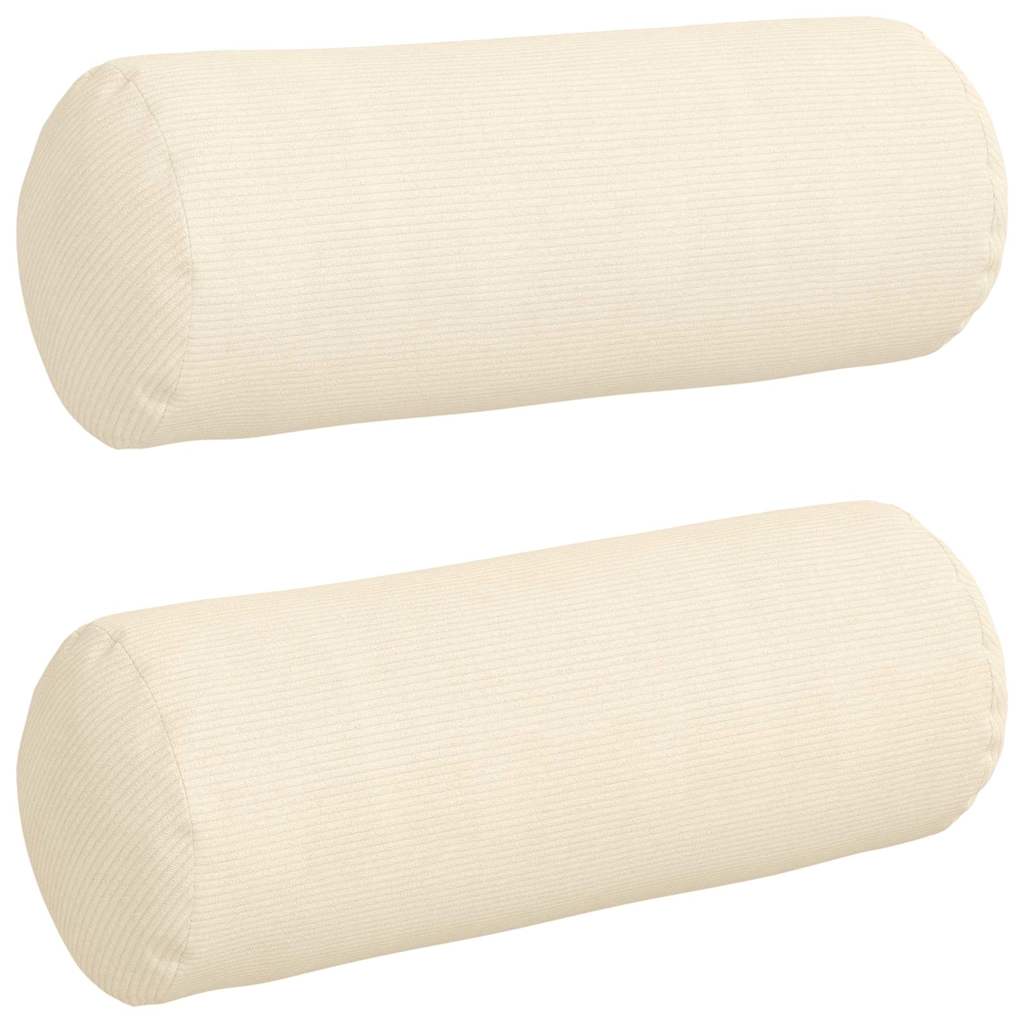 VidaXL Nackenkissen 2 Stück Creme ø 25 x 70 cm Cordstoff