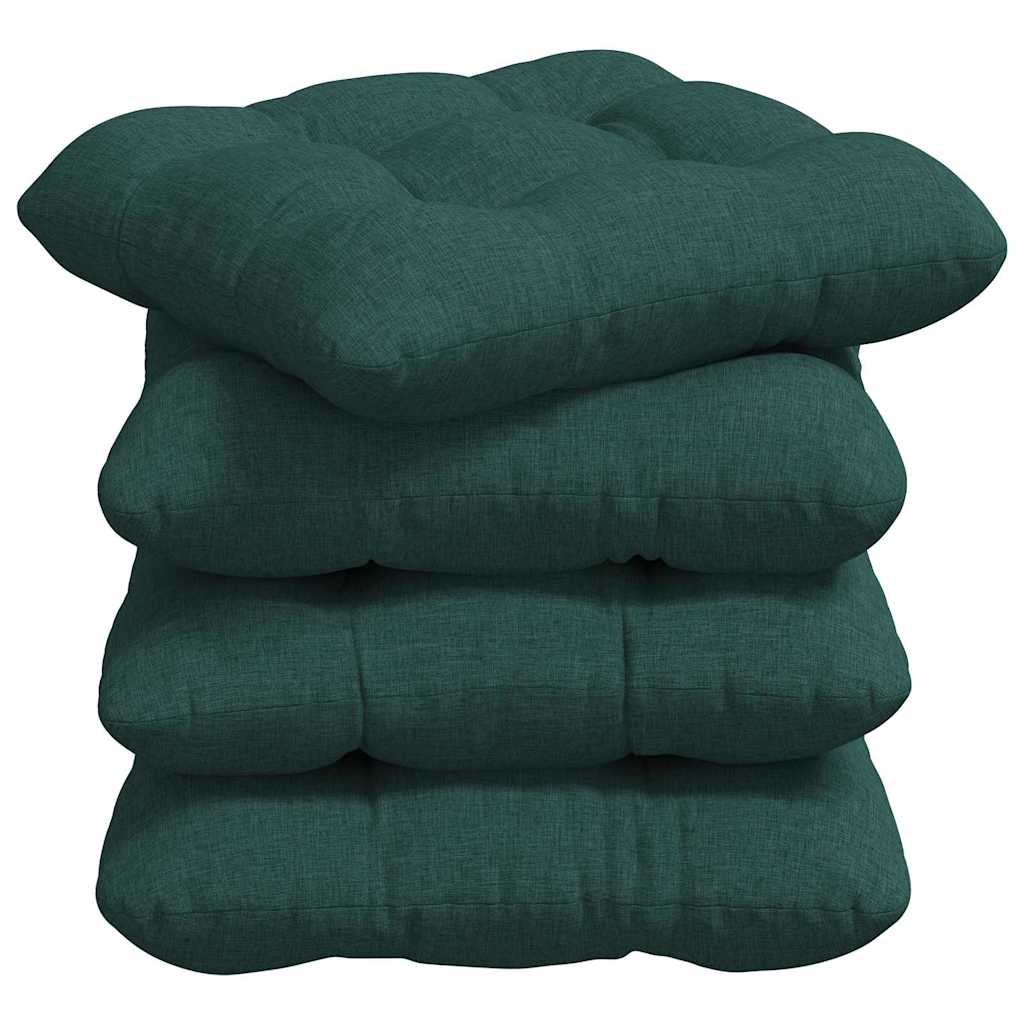 VidaXL Sitzkissen 4 Stück dunkelgrün 40 x 40 x 12 cm Stoff