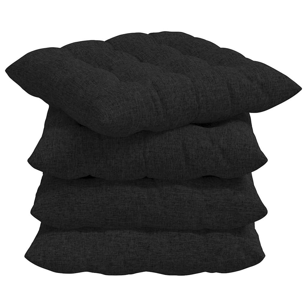 VidaXL Sitzkissen 4 Stück schwarz 40 x 40 x 6 cm Stoff