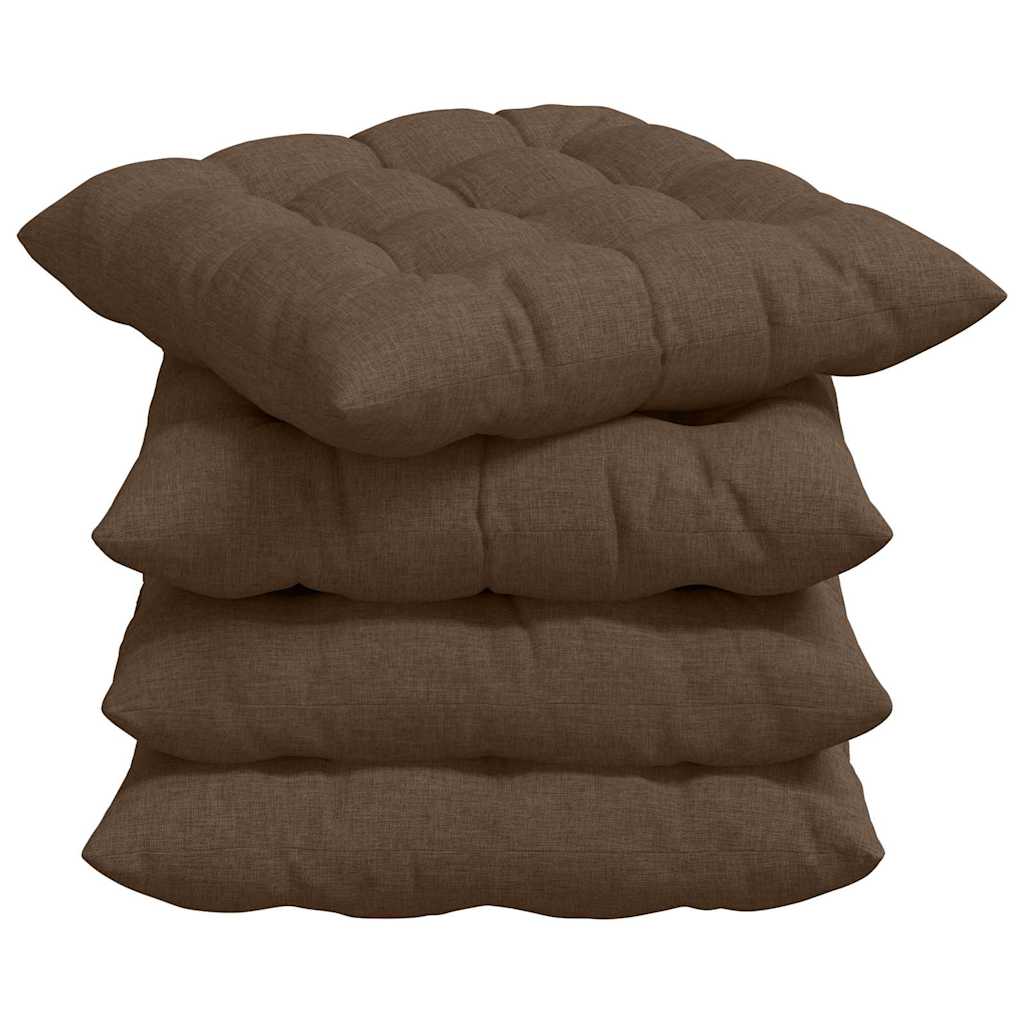 VidaXL Sitzkissen 4 Stück braun 40 x 40 x 6 cm Stoff