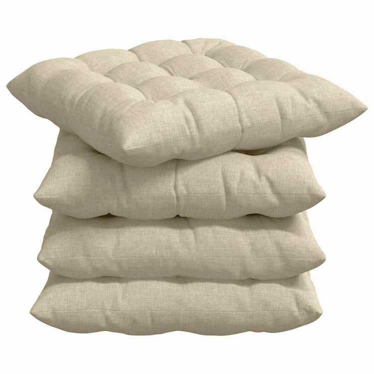 VidaXL Sitzkissen 4 Stück Creme 40 x 40 x 6 cm Stoff