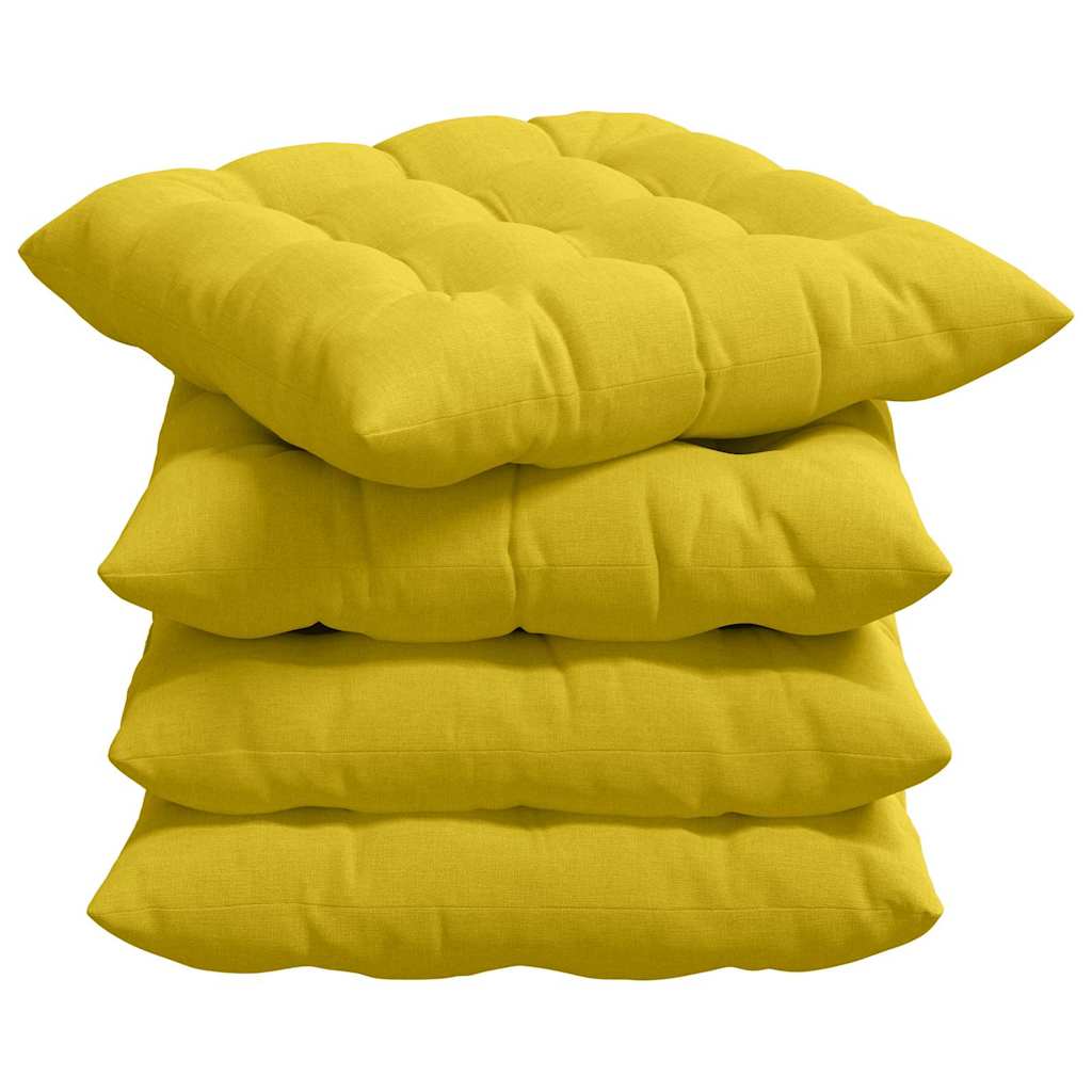 VidaXL Sitzkissen 4 Stück hellgelb 40 x 40 x 6 cm Stoff