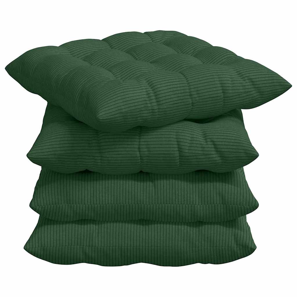 VidaXL Sitzkissen 4 Stück dunkelgrün 40 x 40 x 6 cm Baumwollstoff