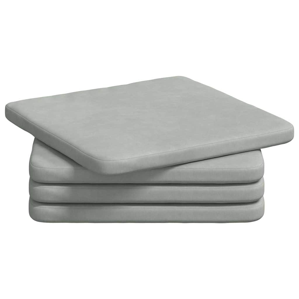 VidaXL Sitzkissen 4 Stück hellgrau 40 x 40 x 3 cm Samt