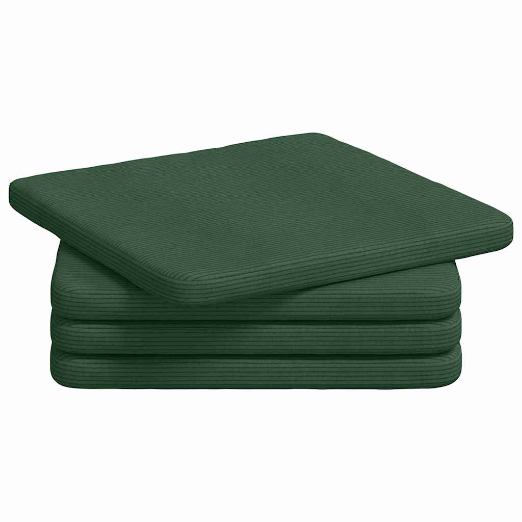 VidaXL Sitzkissen 4 Stück dunkelgrün 40 x 40 x 3 cm Baumwollstoff
